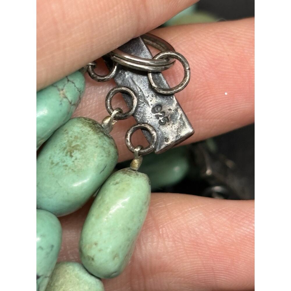 Vintage Native American Sterling Silver Polished Turquoise Multi Strand Necklace - Picture 10 of 15